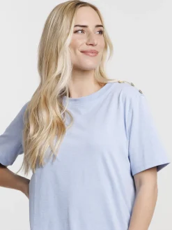 T-shirt boutons épaule gauche femme