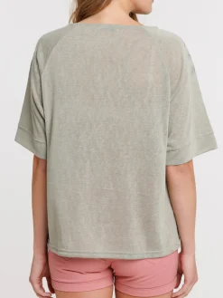T-shirt broderies épaules femme