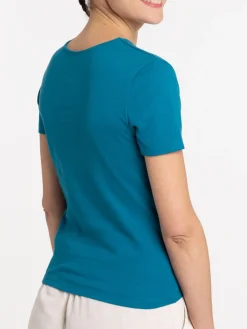 T-shirt canard vif col V anneau femme