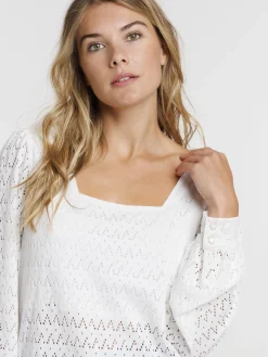 T-shirt col carré manches longues femme