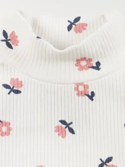 T-shirt col montant fleuri fille (3-12A)
