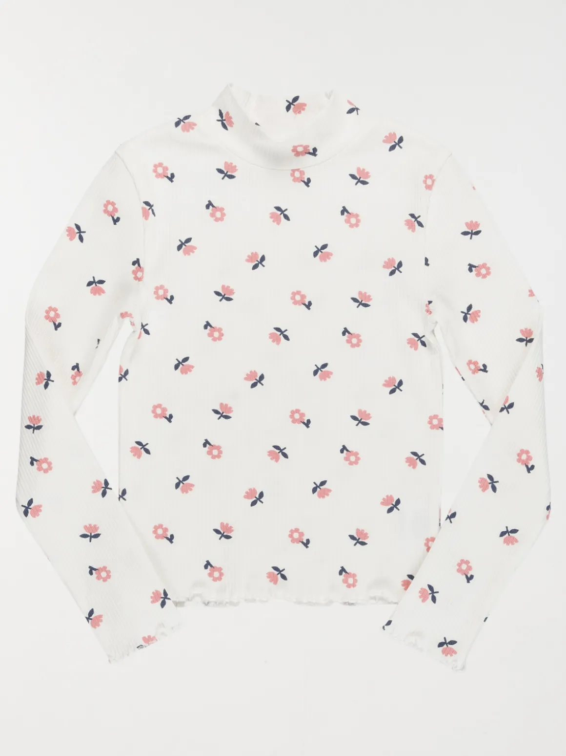 T-shirt col montant fleuri fille (3-12A)