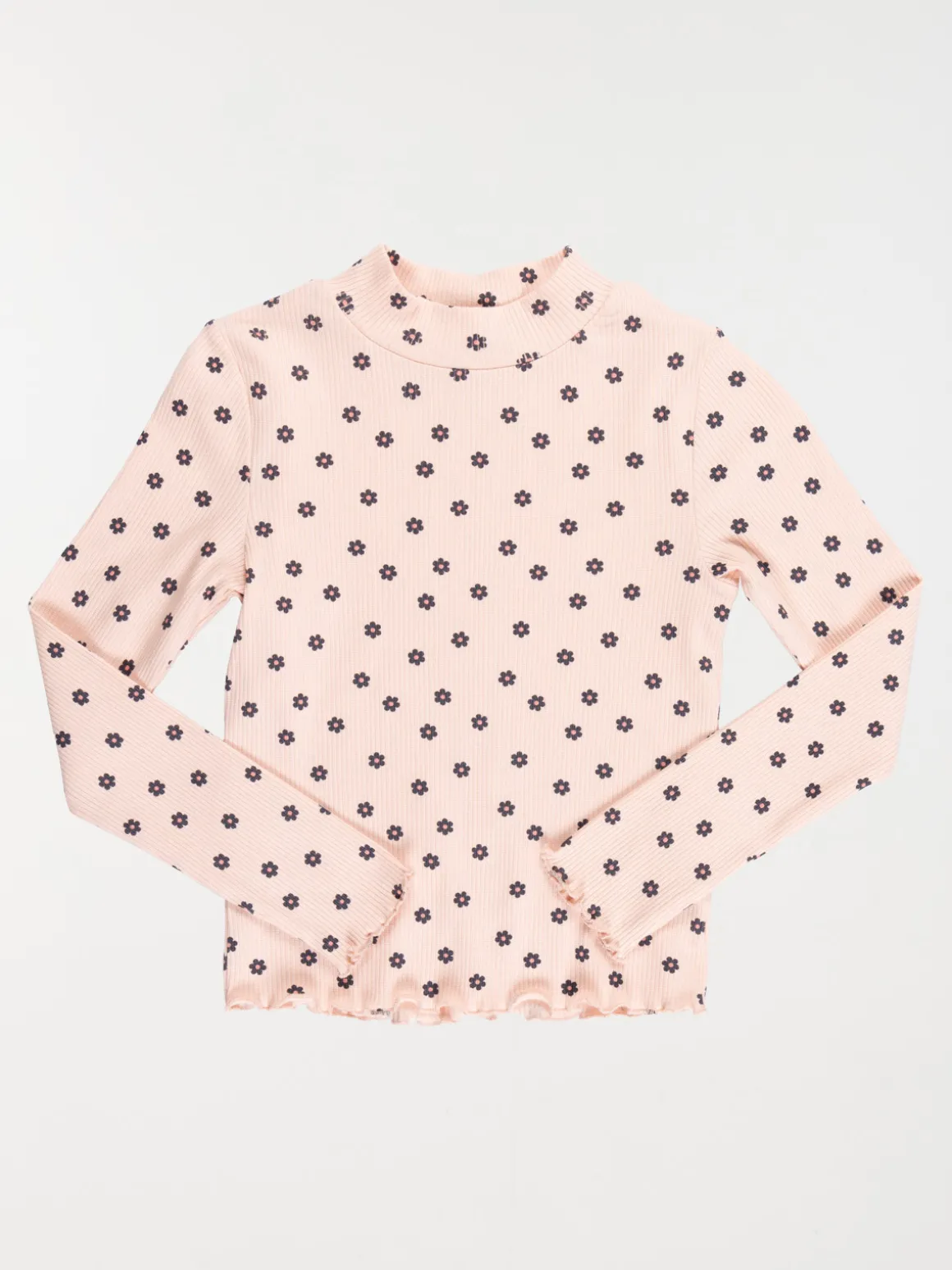T-shirt col montant fleuri fille (3-12A)