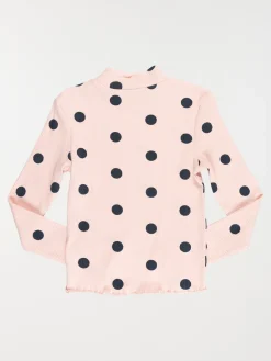 T-shirt col montant pois fille (3-12A)