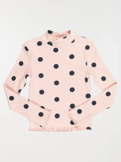 T-shirt col montant pois fille (3-12A)