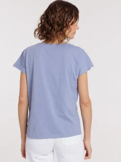 T-shirt col rond denim blue femme
