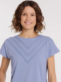 T-shirt col rond denim blue femme