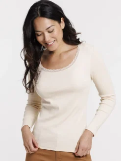T-shirt col rond dentelle femme