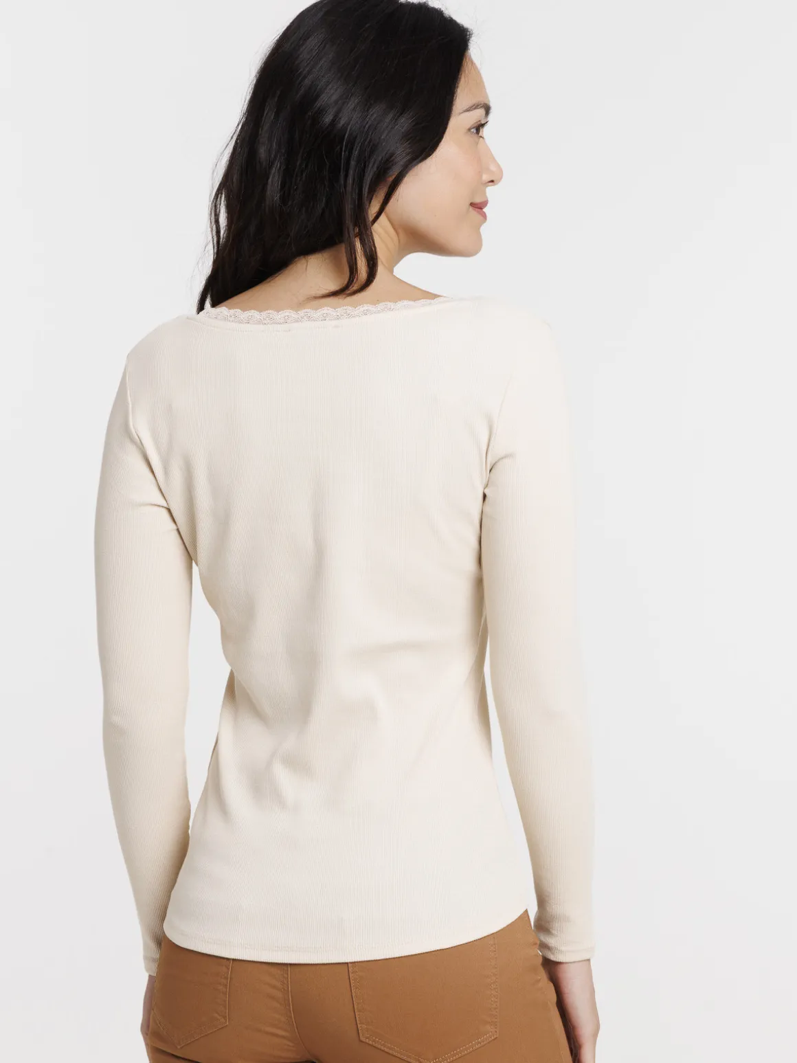 T-shirt col rond dentelle femme