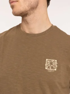 T-shirt col rond message brodé homme