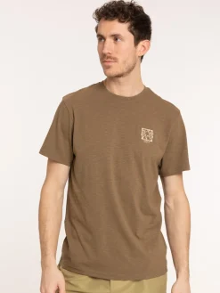 T-shirt col rond message brodé homme