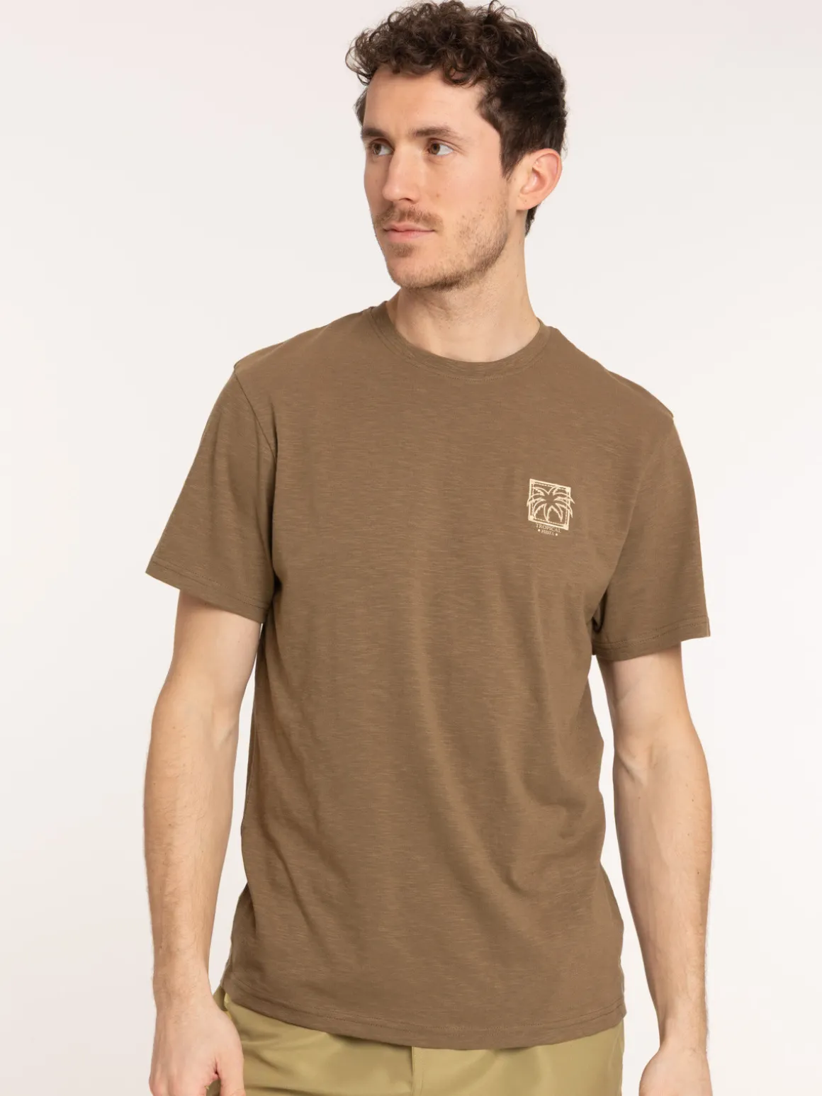 T-shirt col rond message brodé homme