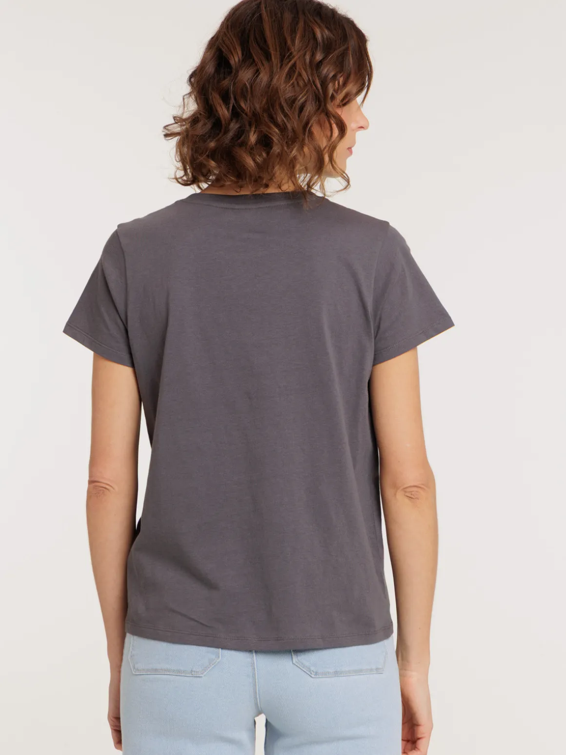 T-shirt col rond motif fleurs femme