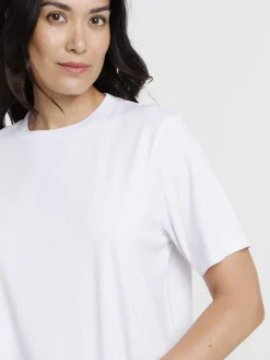 T-shirt col rond oversized blanc femme