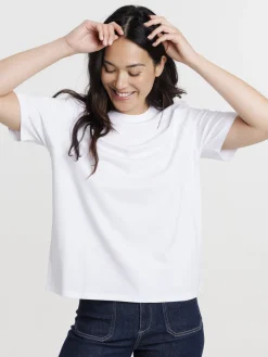 T-shirt col rond oversized blanc femme