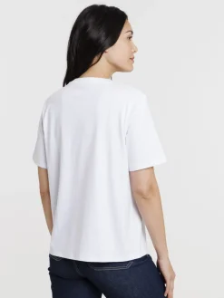 T-shirt col rond oversized blanc femme