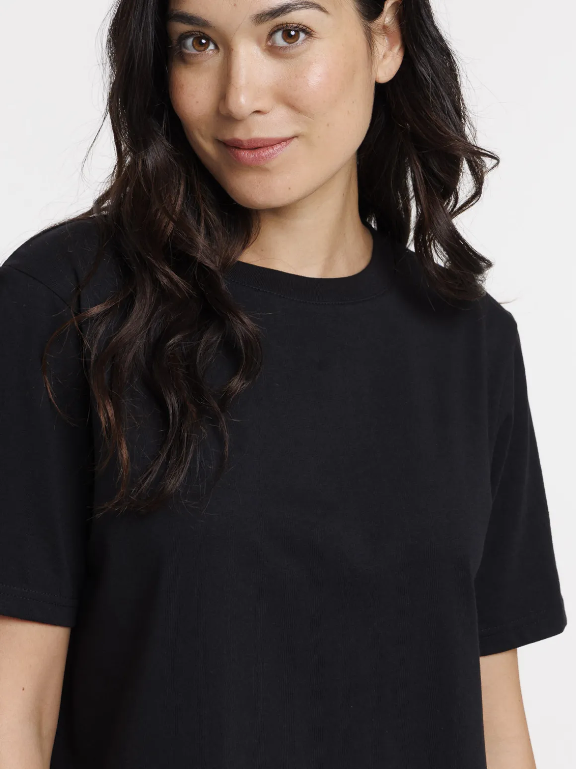 T-shirt col rond oversized noir femme