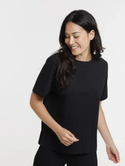 T-shirt col rond oversized noir femme
