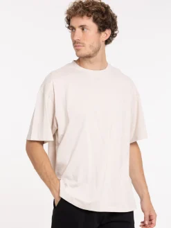 T-shirt col rond uni craie homme