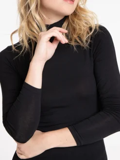 T-shirt col roulé noir femme