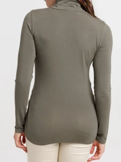 T-shirt col roulé urban kaki femme
