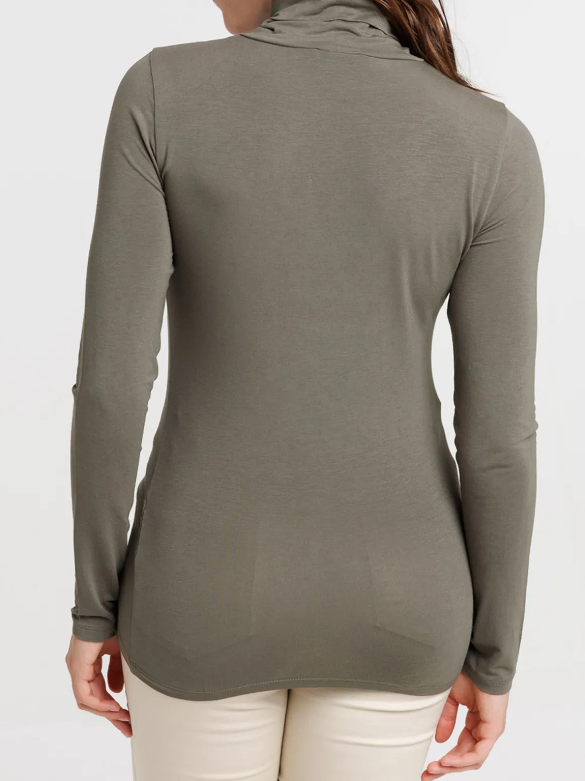 T-shirt col roulé urban kaki femme
