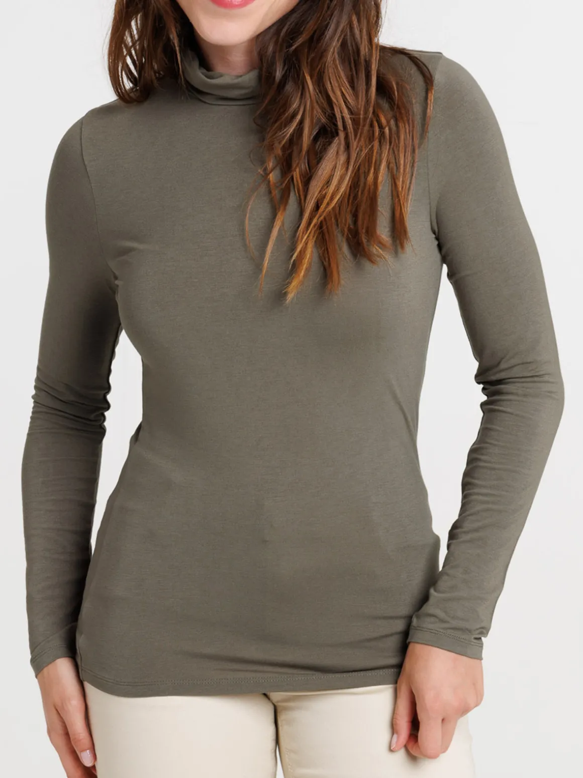 T-shirt col roulé urban kaki femme