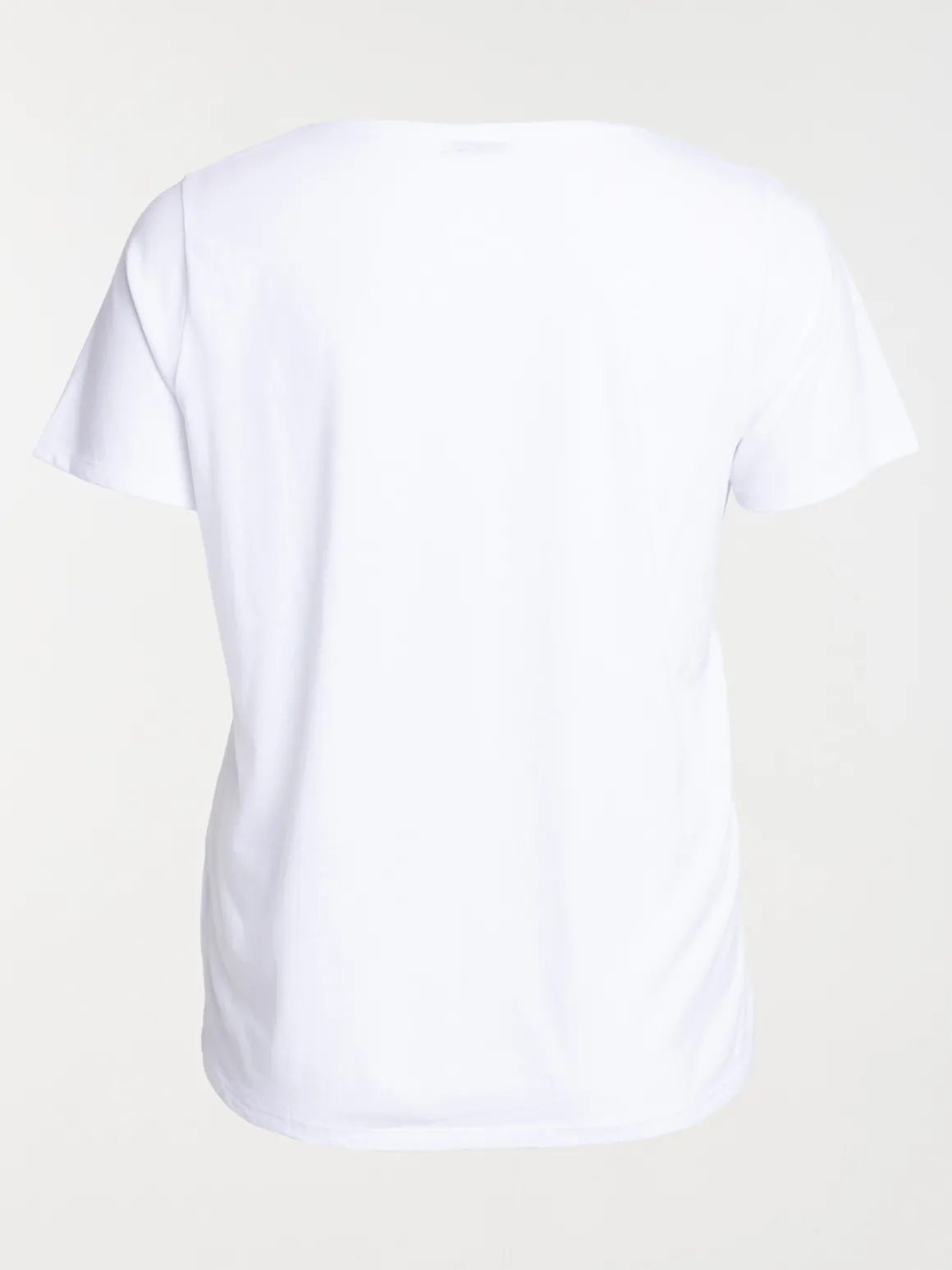 T-shirt col V blanc grande taille femme