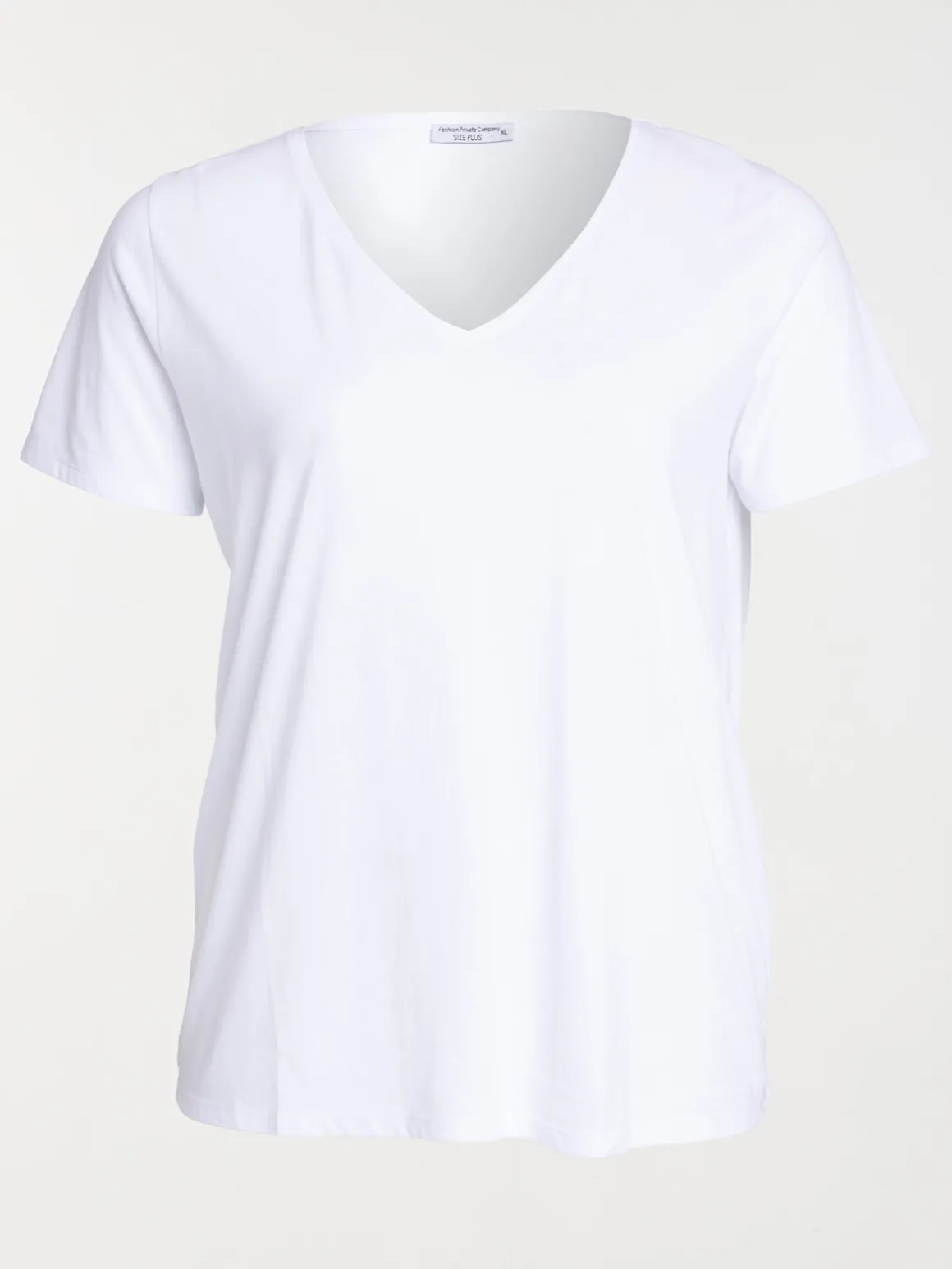 T-shirt col V blanc grande taille femme