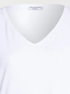T-shirt col V blanc grande taille femme