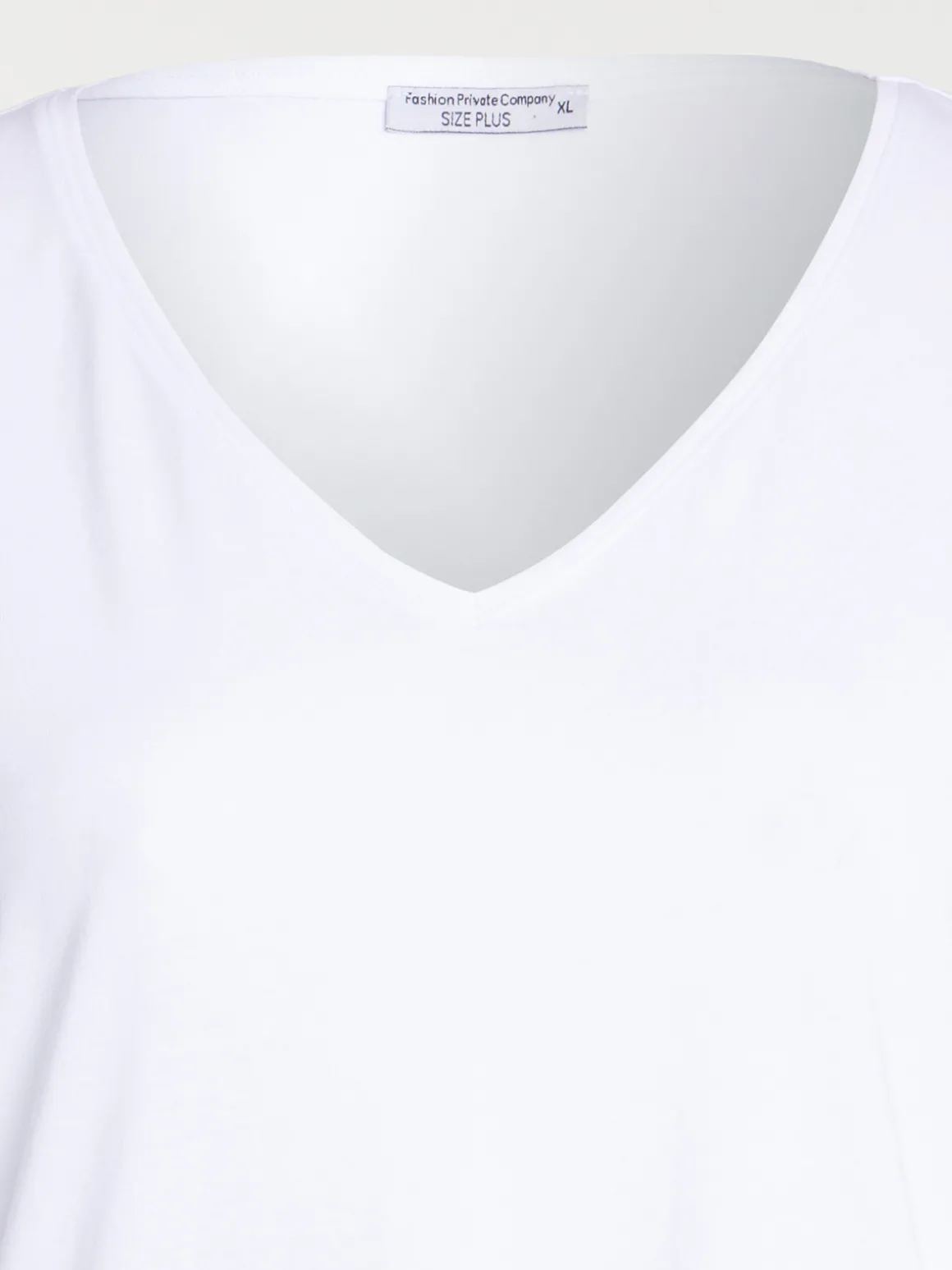 T-shirt col V blanc grande taille femme