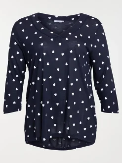 T-shirt col V coeurs grande taille femme