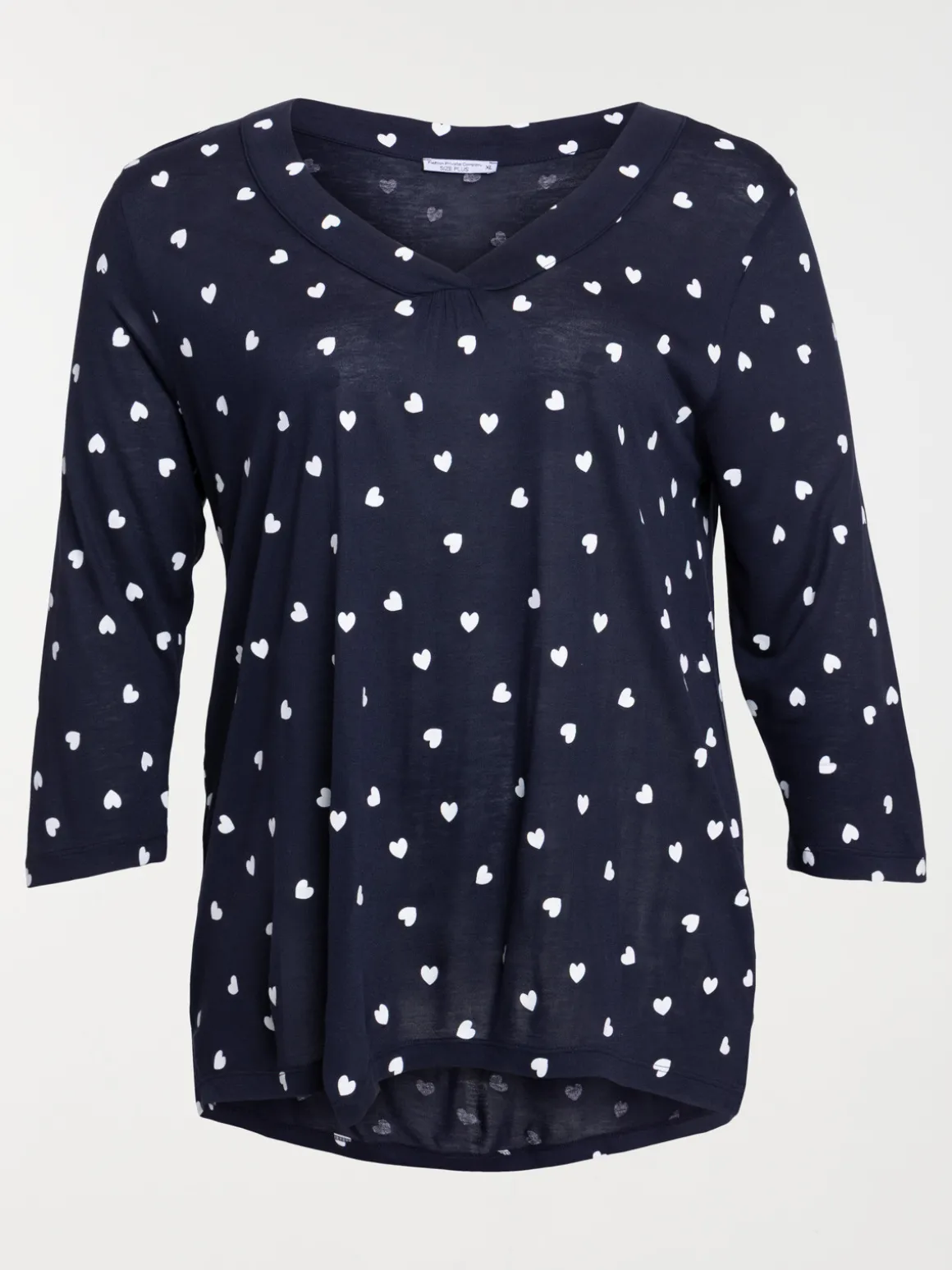 T-shirt col V coeurs grande taille femme