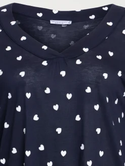 T-shirt col V coeurs grande taille femme