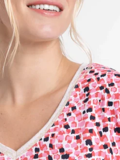 T-shirt col V imprimé femme