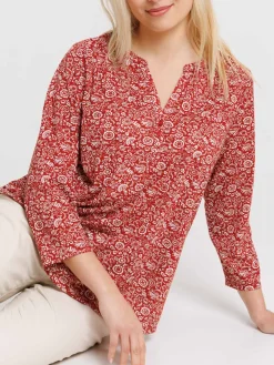 T-shirt col V imprimé femme