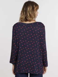 T-shirt col V motif coeur femme