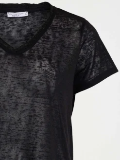 T-shirt col V noir grande taille femme