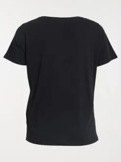 T-shirt col V noir grande taille femme