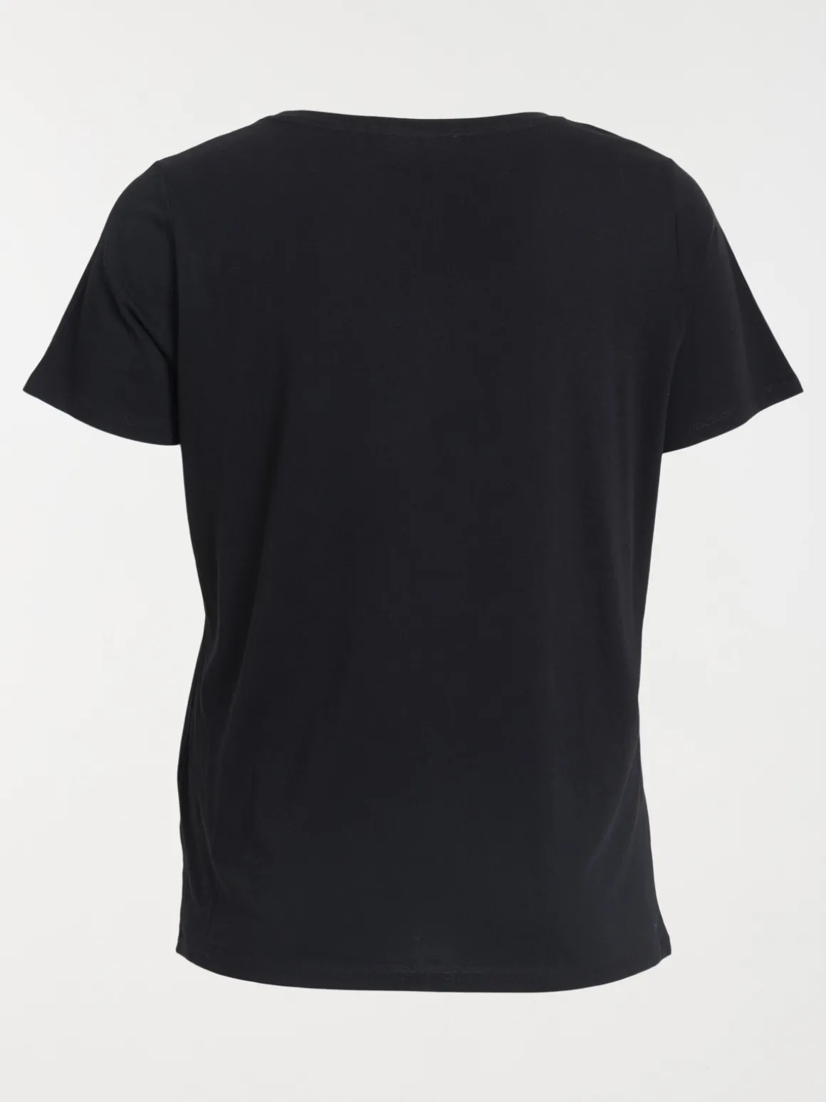 T-shirt col V noir grande taille femme