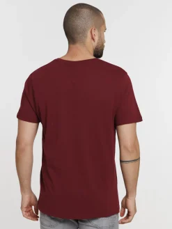 T-shirt col V pourpre homme