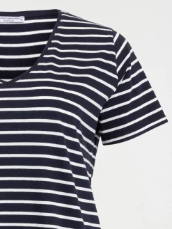 T-shirt col V rayé grande taille femme