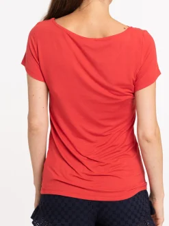 T-shirt col V rouge femme
