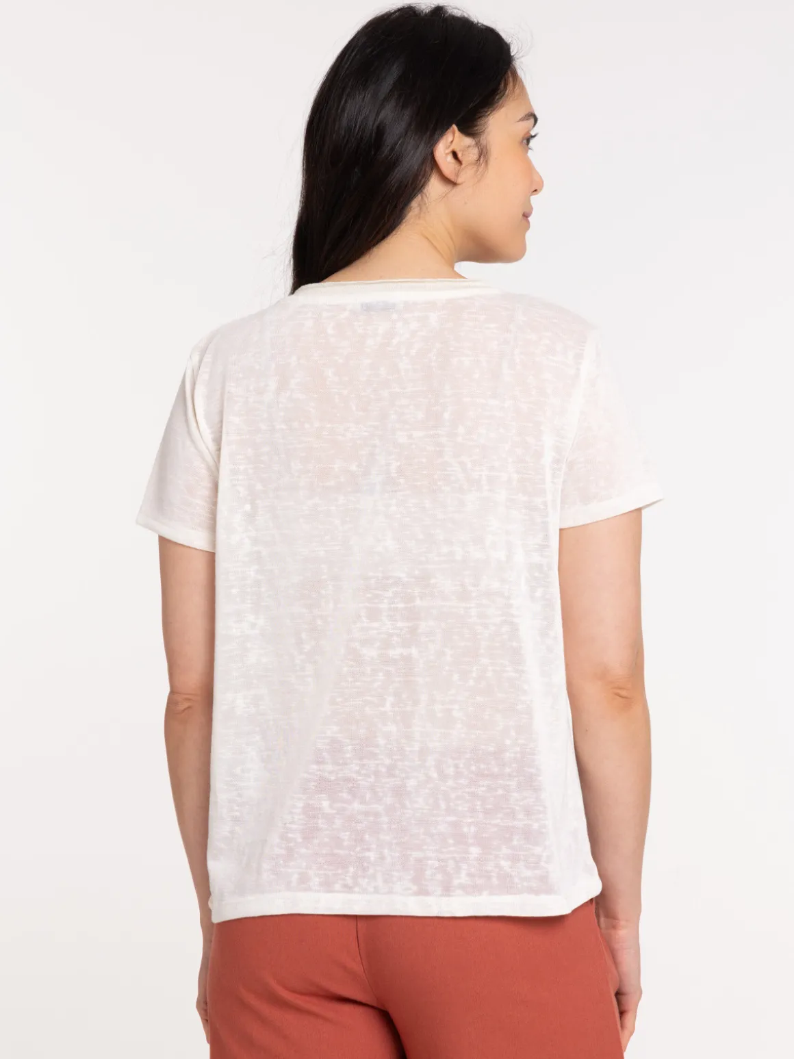 T-shirt col V shell femme