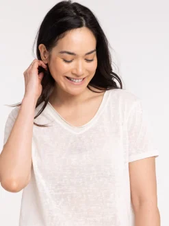 T-shirt col V shell femme
