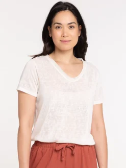 T-shirt col V shell femme