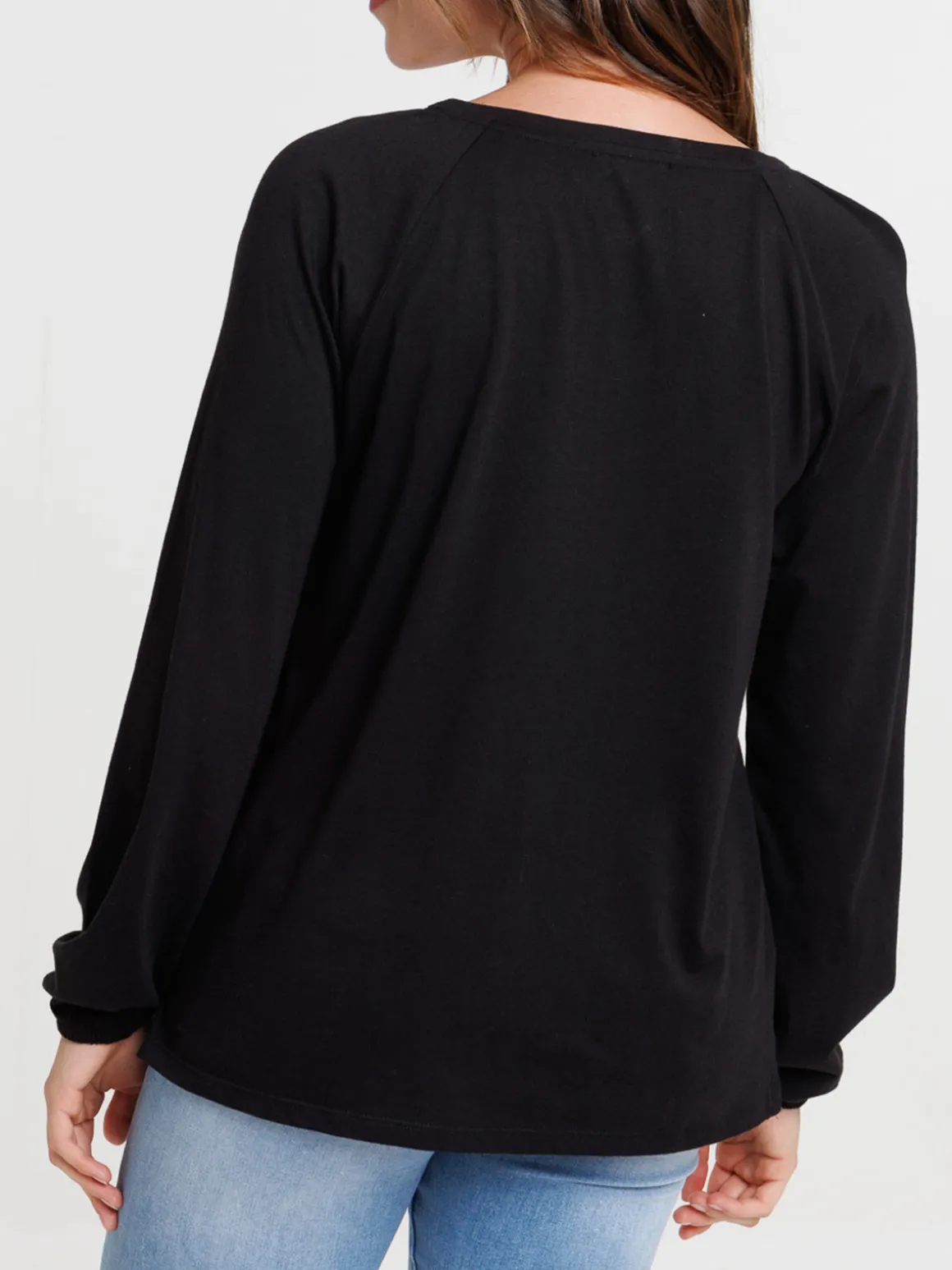 T-shirt col V studs noir femme