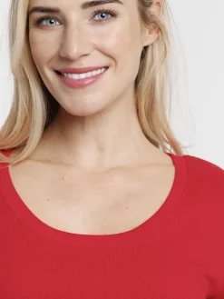 T-shirt cotelé rouge tango femme