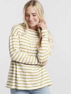T-shirt écru rayé olivette femme