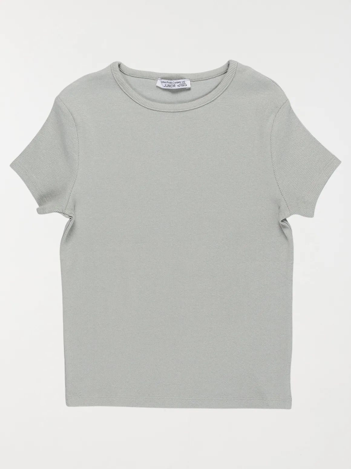 T-shirt côtelé col rond fille (XXS-M)